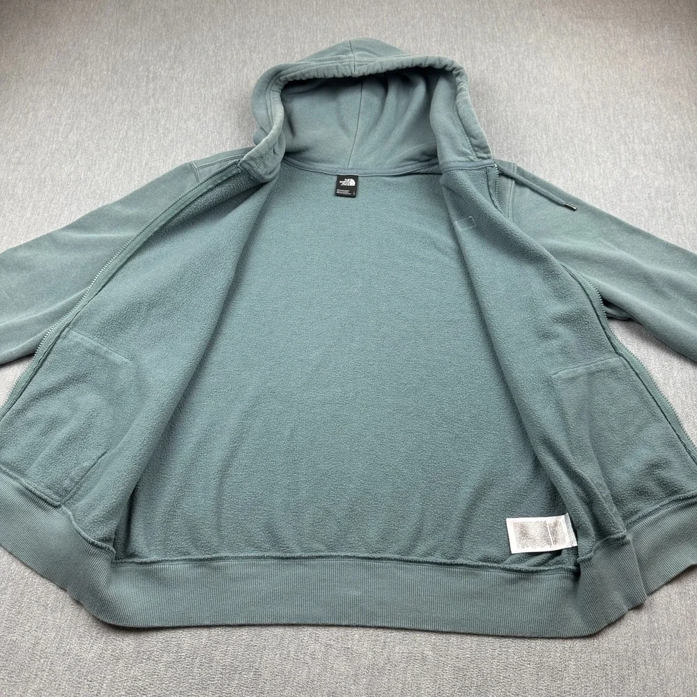 The North Face Jacket Men Large Green Heritage Patch Full Zip Hoodie Fleece Coat
